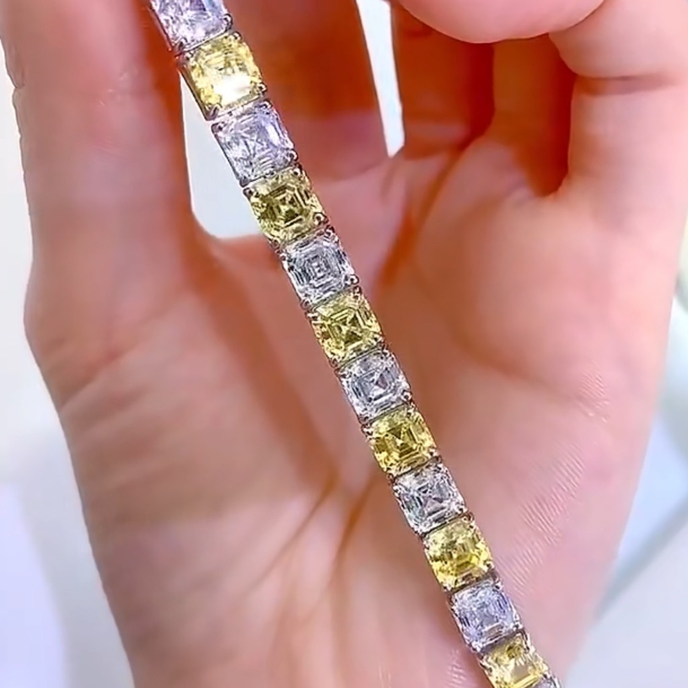 28ct Asscher Tennis Bracelet - Picture 5 of 16